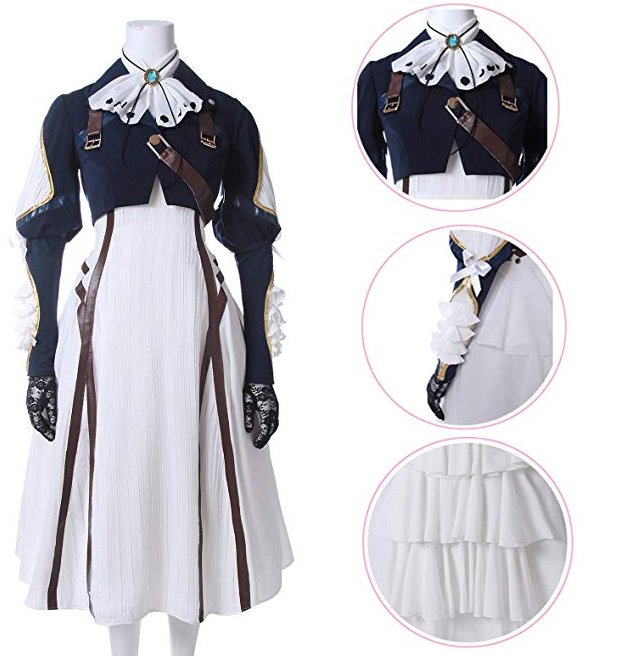 Nuoqi Violet Evergarden Cosplay Costume Womens Anime Uniform showing details of dress