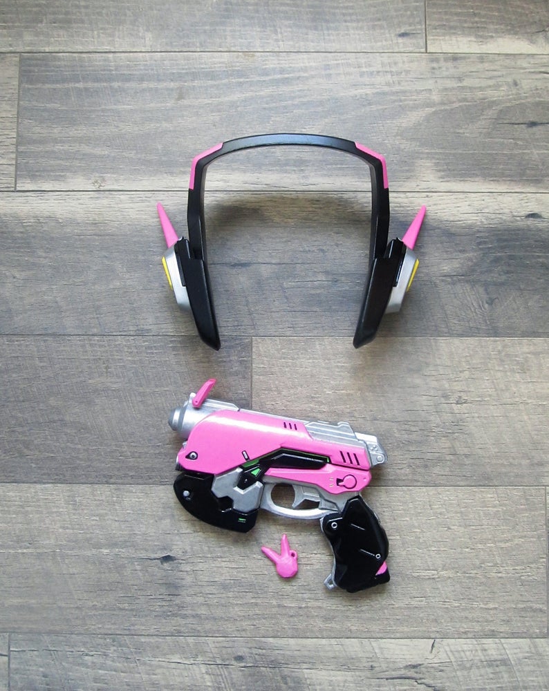 D.VA Hana Song From Overwatch Cosplay Costume headset front view